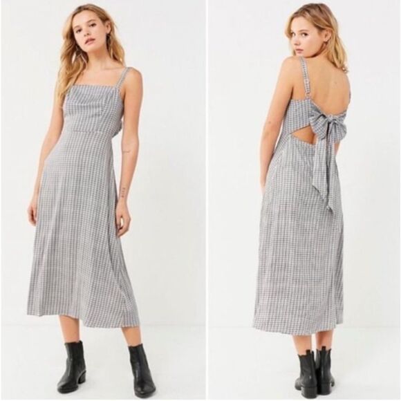 Urban Outfitters Dresses & Skirts - Urban Outfitter Gingham Black/White  with Open Back Midi Dress Size S